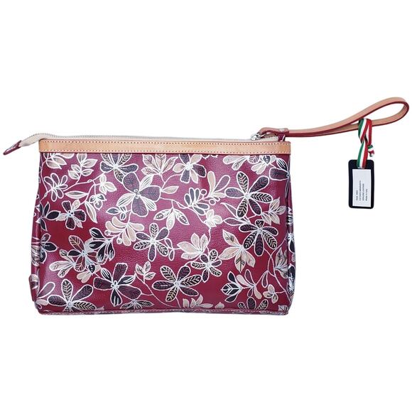 NWT CAVALCANTI Collection Italian Large Floral Clutch Wristlet Handbag Purse Red - Picture 4 of 16